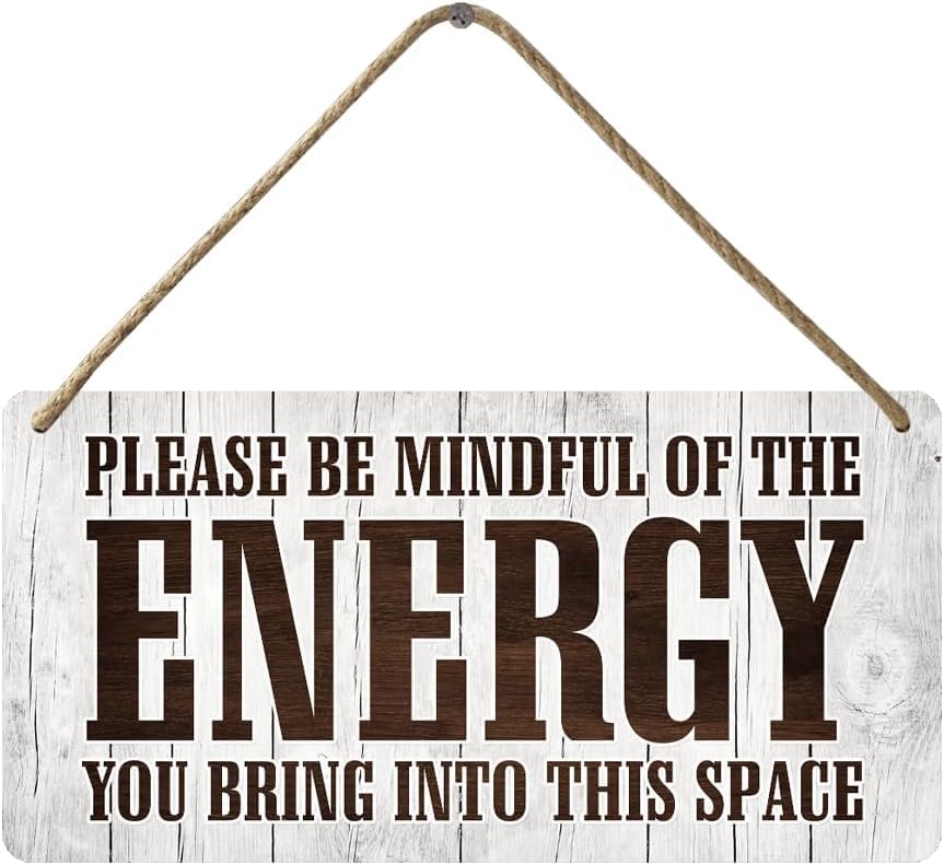 MaxsafeGood Vibes Only Sign Bedroom Door Decor Please Be Mindful Of The Energy You Bring Into This Space Signs Zen Pictures Home Decor Wood With Sticker Hanging Signs 12x6 In