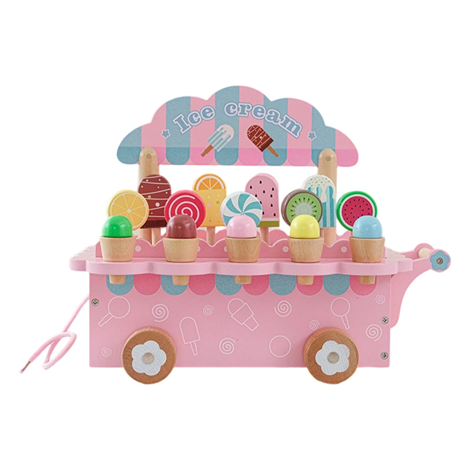 Gioco per Bambini, Carrello in Legno Gioco Di Immaginazione E Simulazione, Banco Bambini - per Compleanno Ragazzi Ragazze 3 6 Anni Imitazione Supermercato