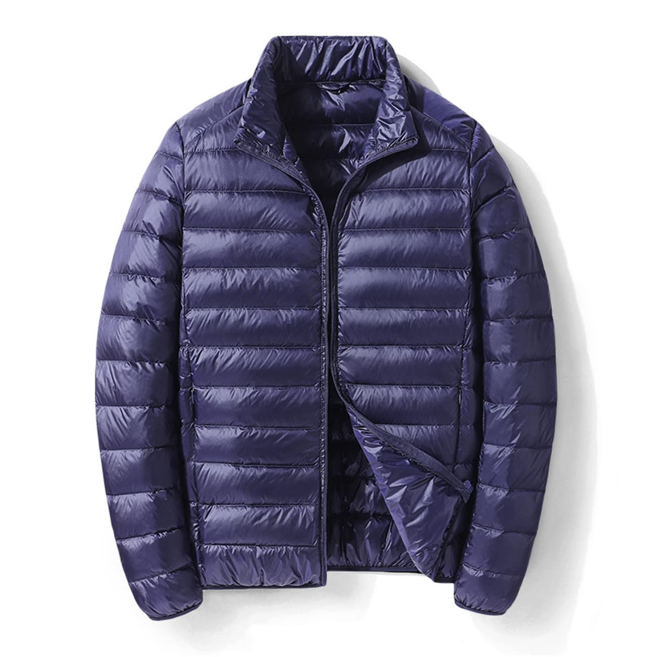 Piumino leggero da uomo ripiegabile traspirante Puffy cappotto impermeabile maschile Puffer Jacket, nero, XXX-Large
