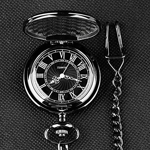 Image of Smooth Pocket Watch Alloy Steel Quartz Roman /Arabic Numerals with 37cm Chain for Father's Day Xmas Best Gifts