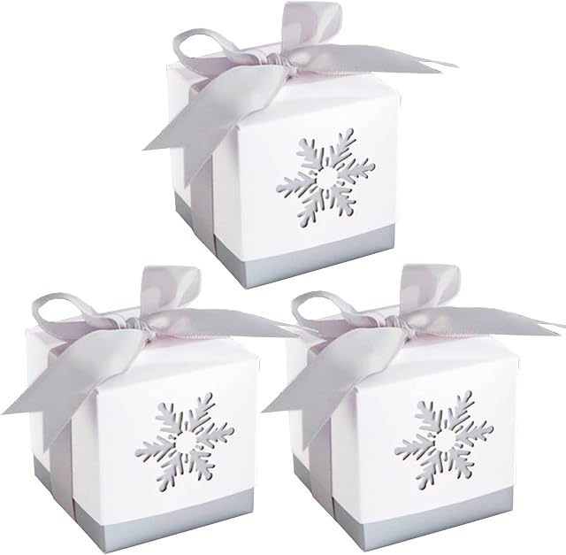 Allbusky 30PCS Christmas Party Gift Boxes, Xmas Party Favour Boxes, Christmas Paper Candy Boxes, Party Gift Bags, Hollow Party Packs Party Decorations, (AB-BX)