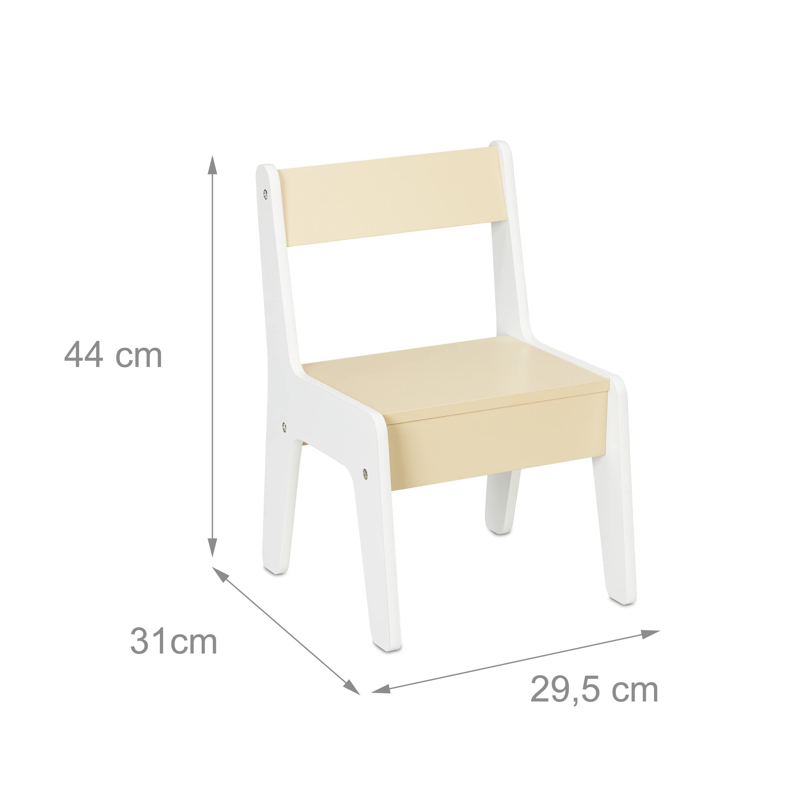 Relaxdays Ensemble mobilier Enfants, Table, 2 chaises, rangements, Mixte, Coin Salon Chambre d'enfant, Blanc-Beige