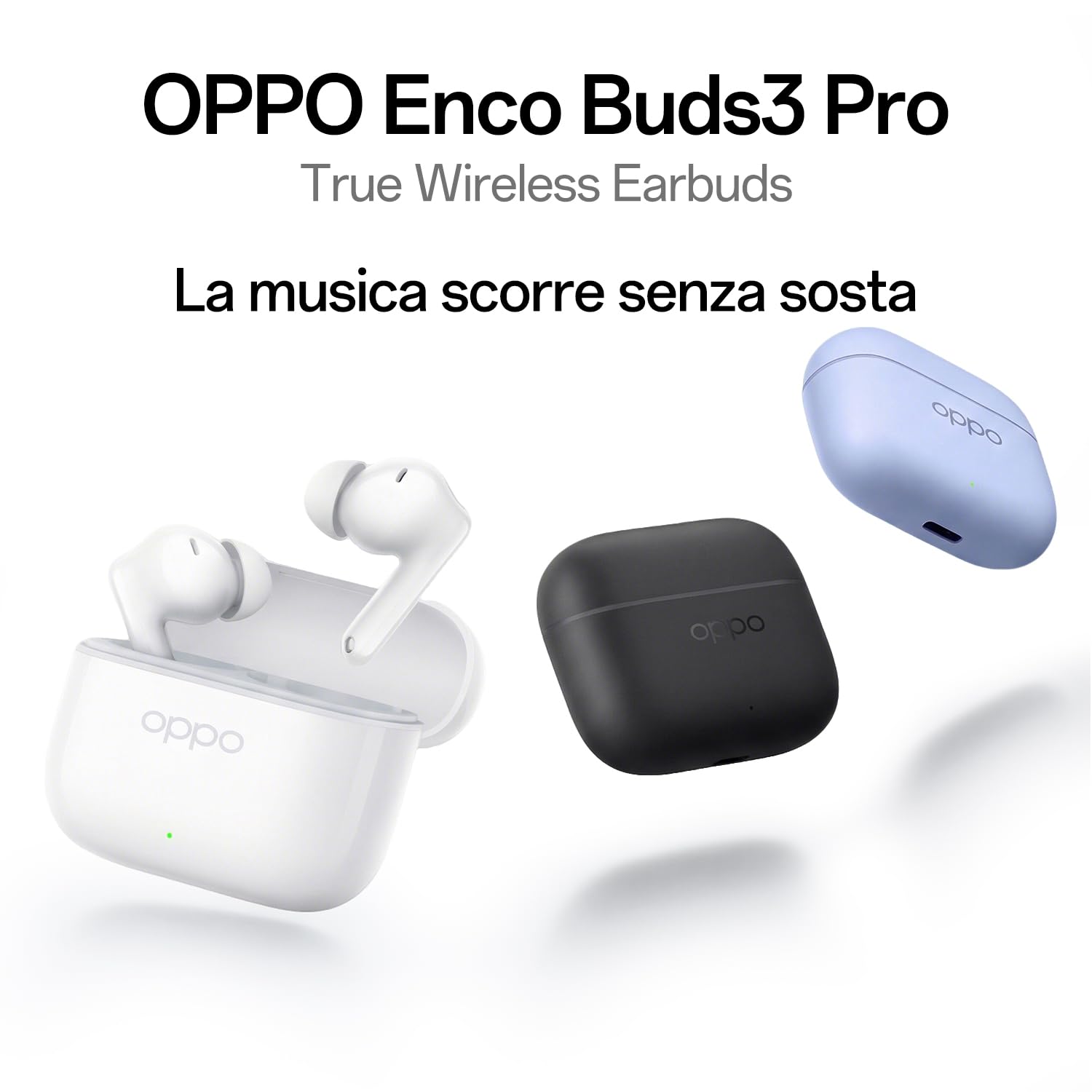 OPPO Enco Buds3 Pro Auricolari Wireless, 54 h Batteria, 12.4mm Driver, IP55 Impermeabile, Bluetooth 5.4, Enco Master EQ, Nero