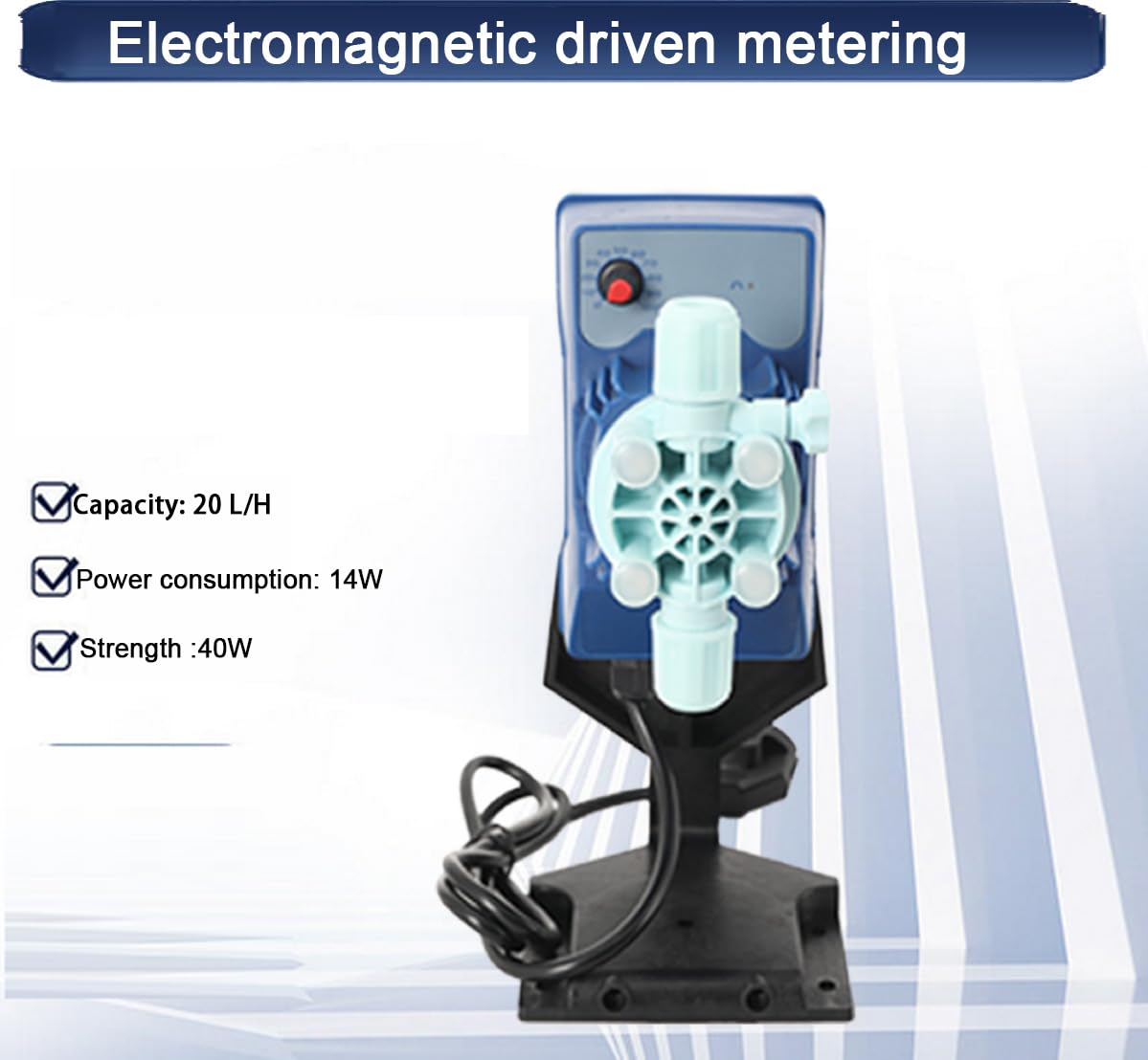 Elektromagnetischer Antrieb Dosierpumpe 40W 20L/h IP65 | Elektromagnetische Pumpe Dosierpumpe, Durchflussmenge für Flüssigkeitsdosierung