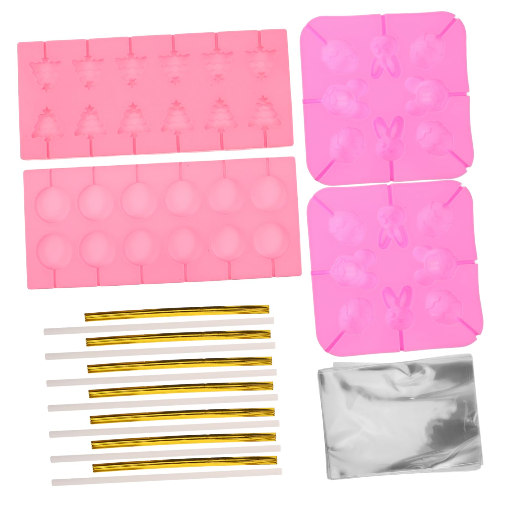 Moule à Sucettes en Silicone de Noël 1 Set avec Bâtonnets