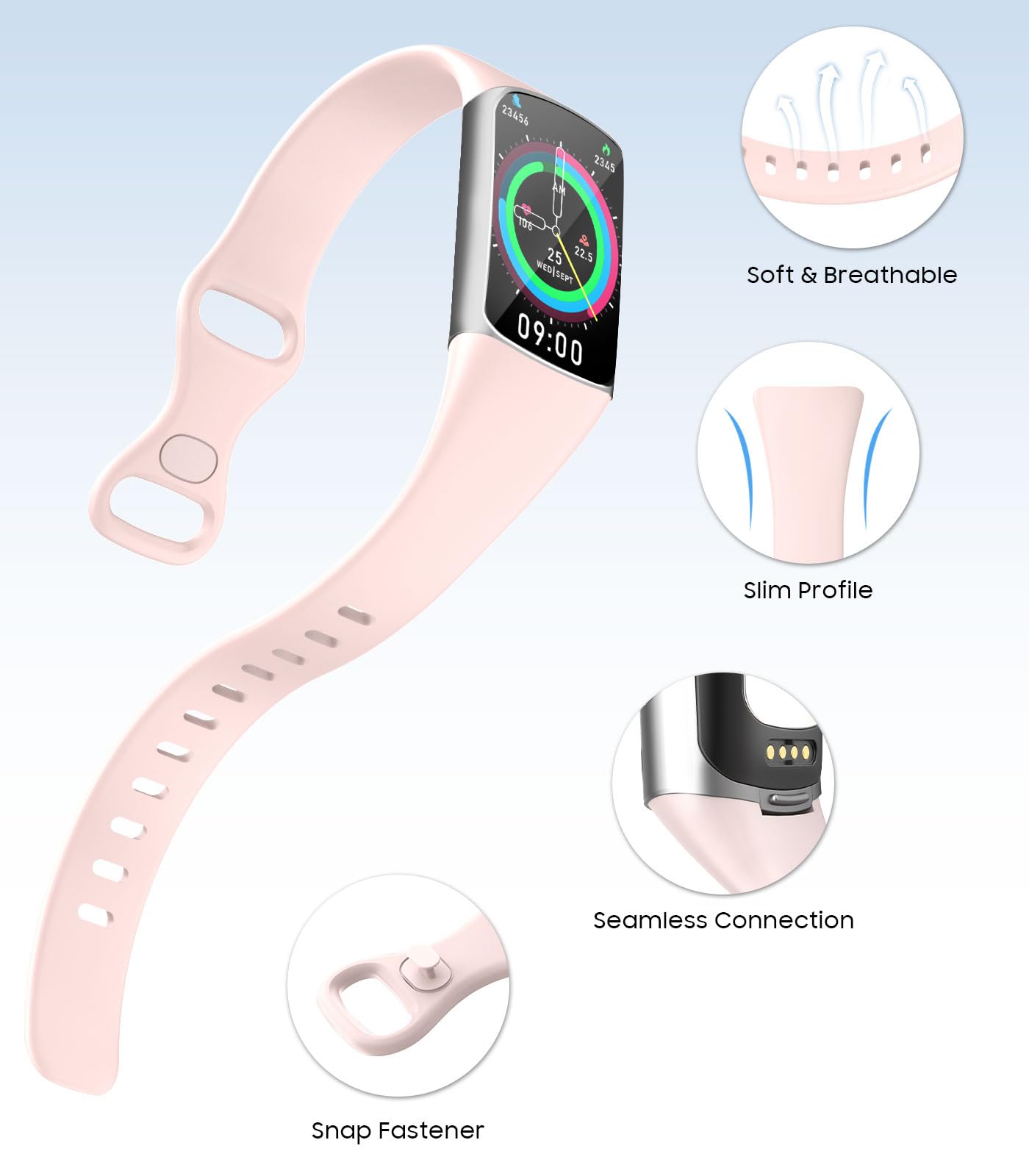 3 Pezzi Cinturino Sottile Compatibile con Fitbit Charge 6/Charge 5 per Donna Uomo, Cinturino Stretto di Ricambio in TPE