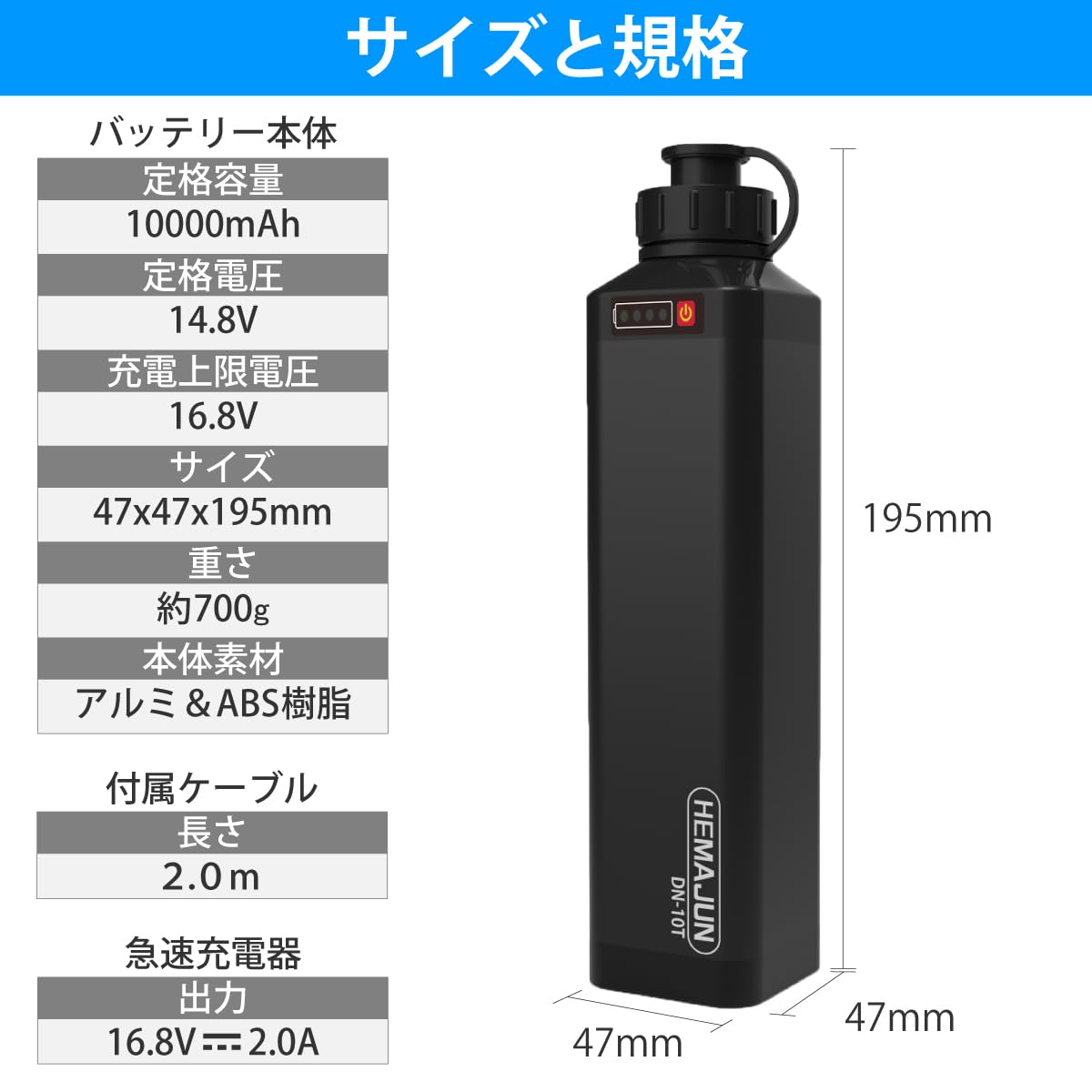 Amazon.co.jp: HEMAJUN（ヘマジュン）電動リール用バッテリー 10000mAh 
