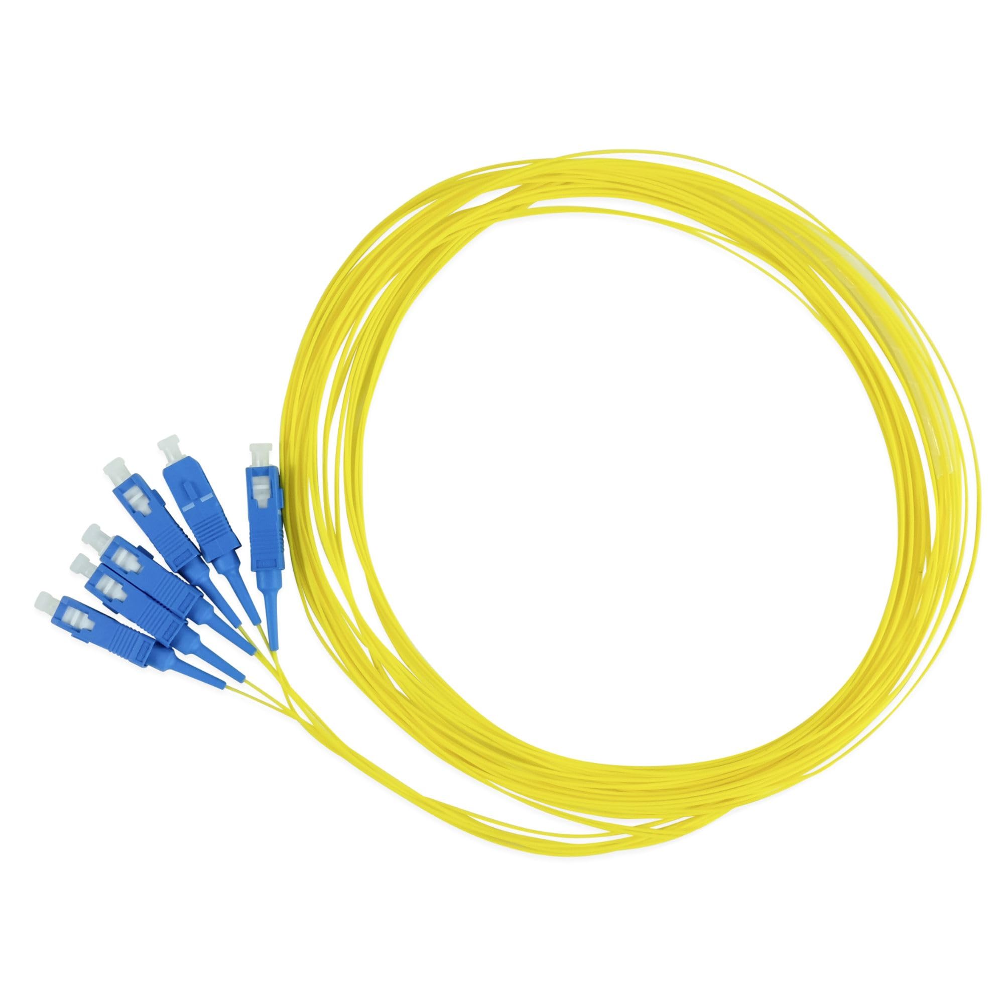 TRUE CABLE Simplex SC UPC OS2 Singlemode PVC (LSZH) 0.9mm, Fiber Optic Pigtail Fusion and Mechanical Splice, Singlemode 9/125 900um Tight Buffer, 2m,