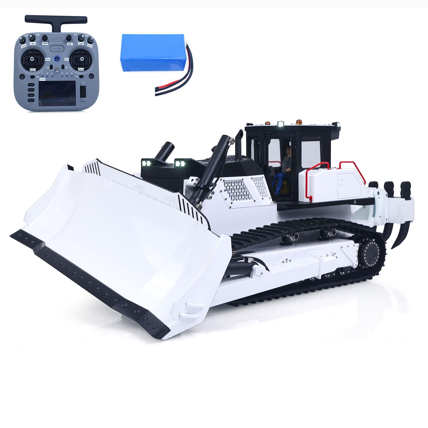wheelfun Metallo 1/12 Telecomando Bulldozer Idraulico D155AX RC Heavy Dozer Modello 7 Way Valve 3.0L Pompa Olio 5 Aratri Sistema Audio Luce