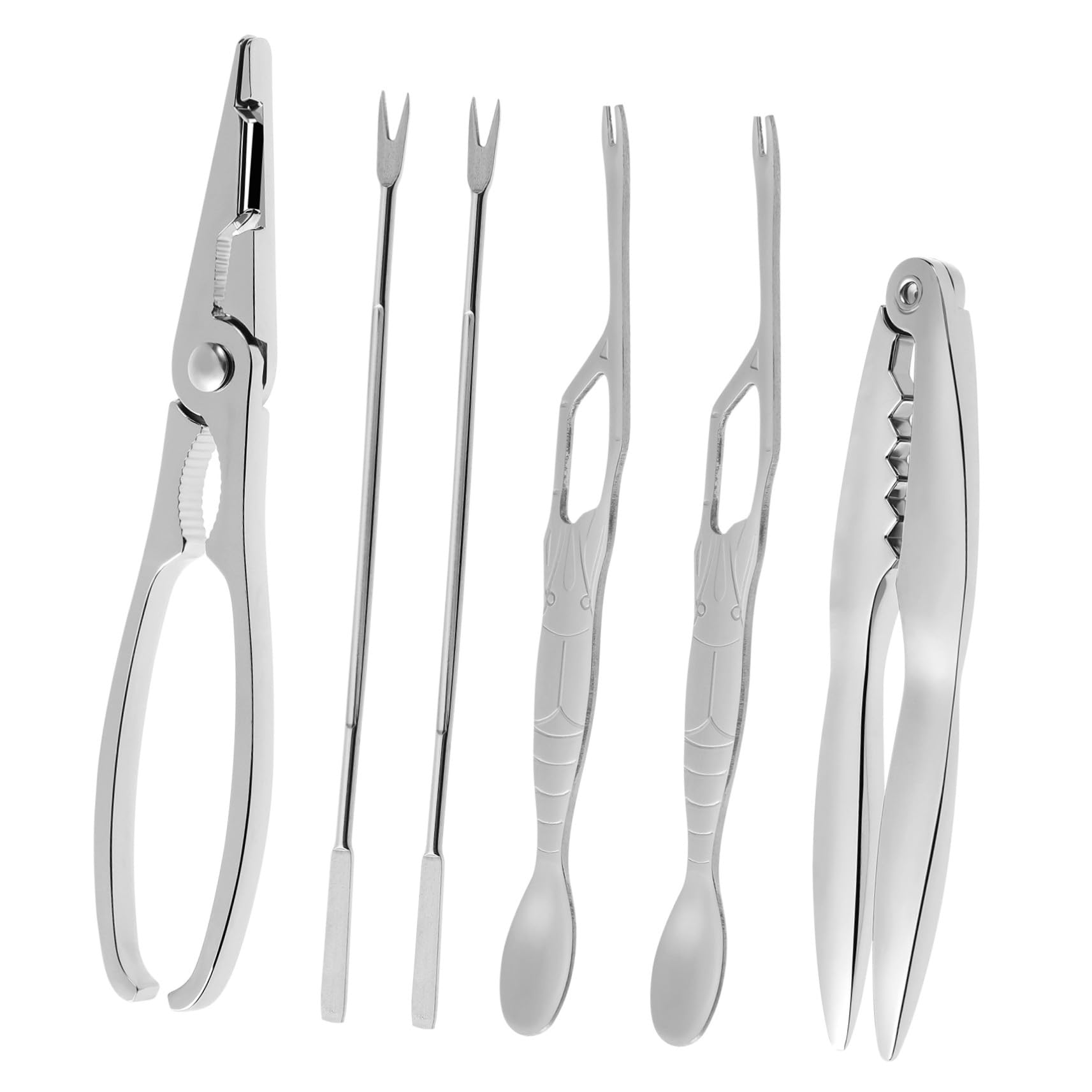 NOLITOY Herramienta para Mariscos de Acero Inoxidable, 6 Piezas, Plata
