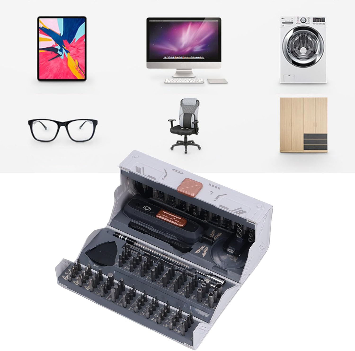 Fafeicy Compact Kit with Stable Torsion Output, Socket & Bit Set for Electronics Repair, Precision Screw Driver Kit for Computers,RC Cars,Laptops,Smartphones