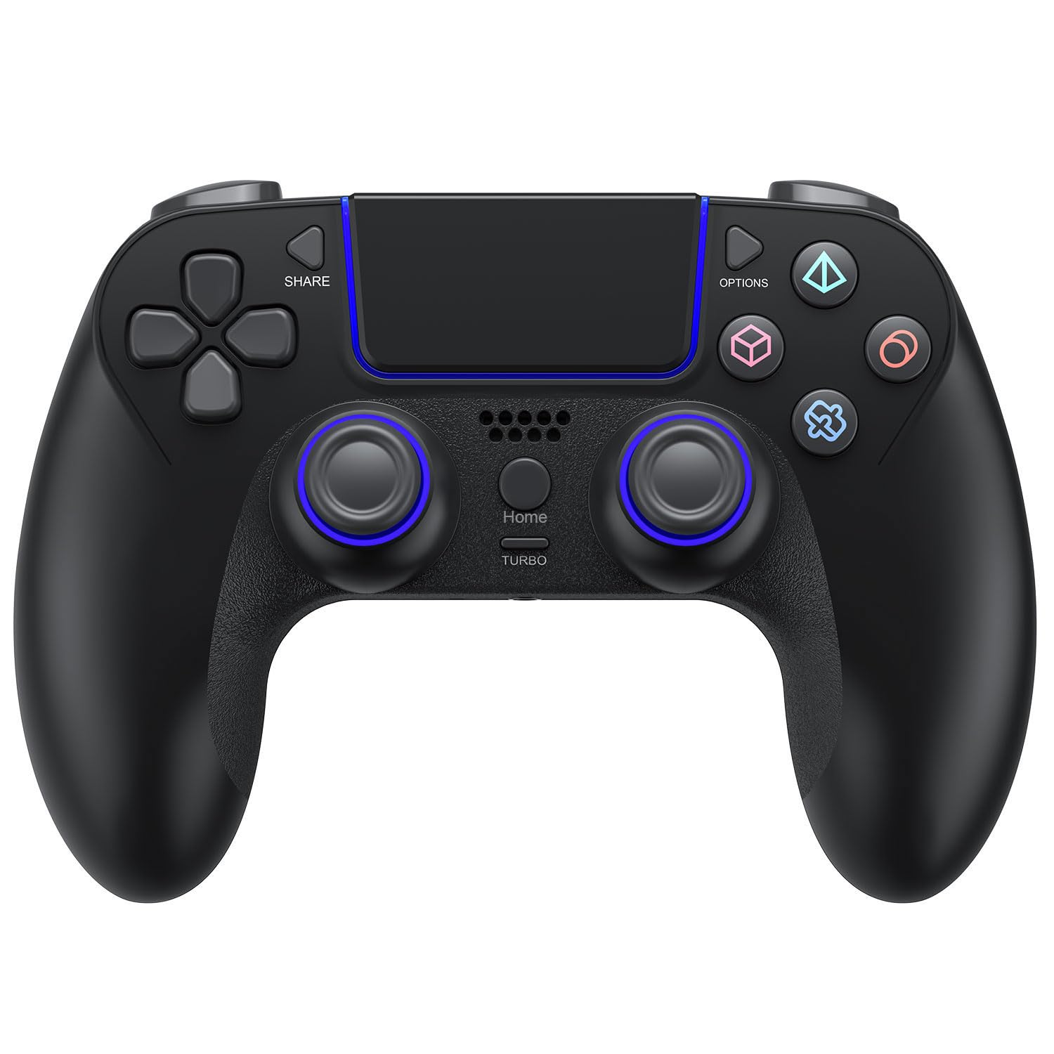 Mando de juego inalámbrico para PlayStation 4 Bluetooth de repuesto para PS4 Slim/Pro y Windows PC, recargable, portátil, doble vibración, joystick remoto con función turbo/mapeo