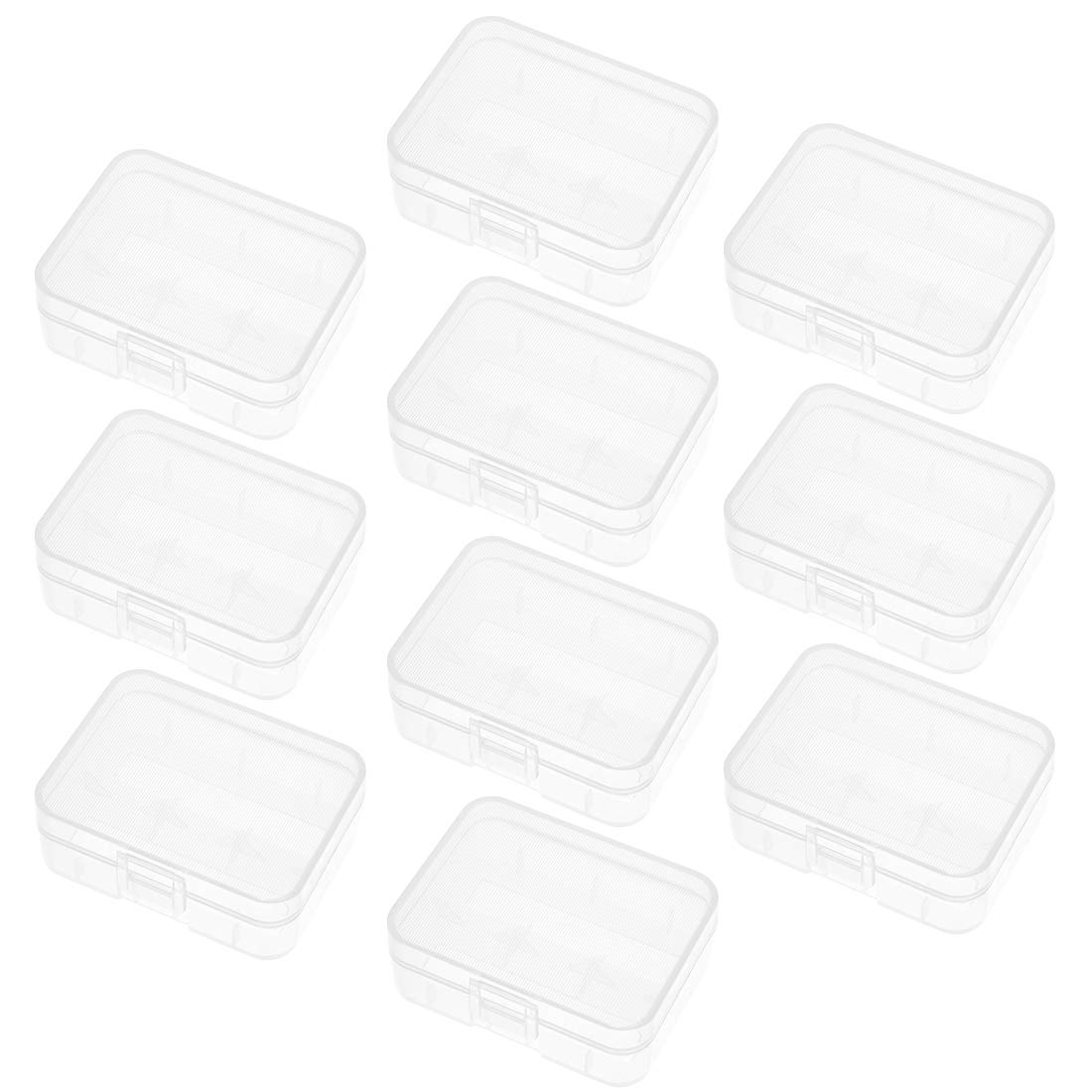 uxcell 10Pcs Battery Storage Case Holder Transparent For 2 x 18500V Batteries Capacity