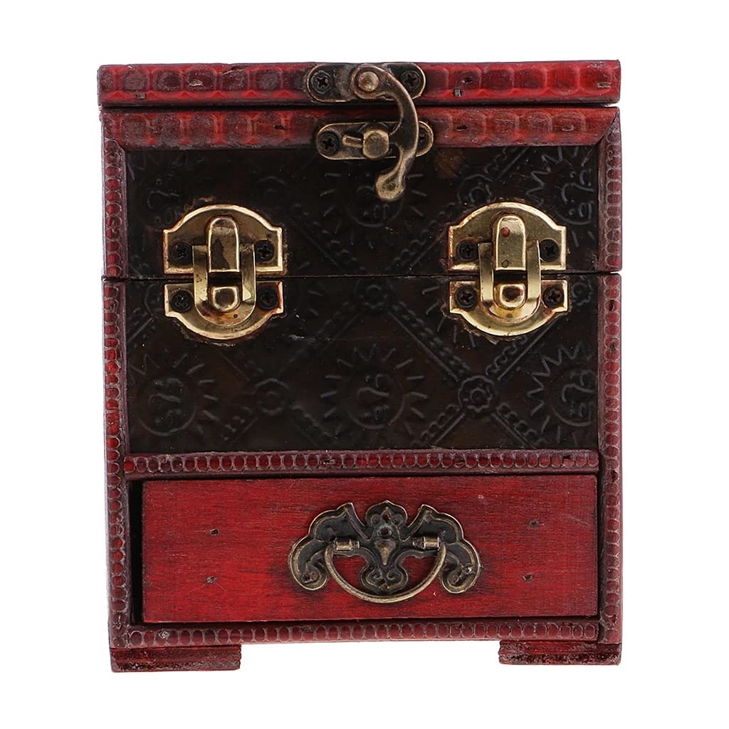 SBZIOJHDR Vintage Treasure Chest， Vintage Wooden Jewelry Storage Box Handmade Decorative Treasure Case