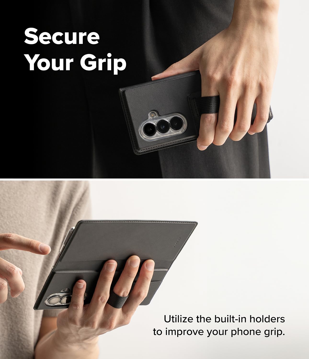 Ringke Porte-Carte Magnétique pour Samsung Galaxy Z Fold 8 Ultra | Folio Grip Wallet Magnetic Black, Portefeuille Magnétique, Téléphone Pochette Cartes, Cuir PU Premium, Multifonctionnelle