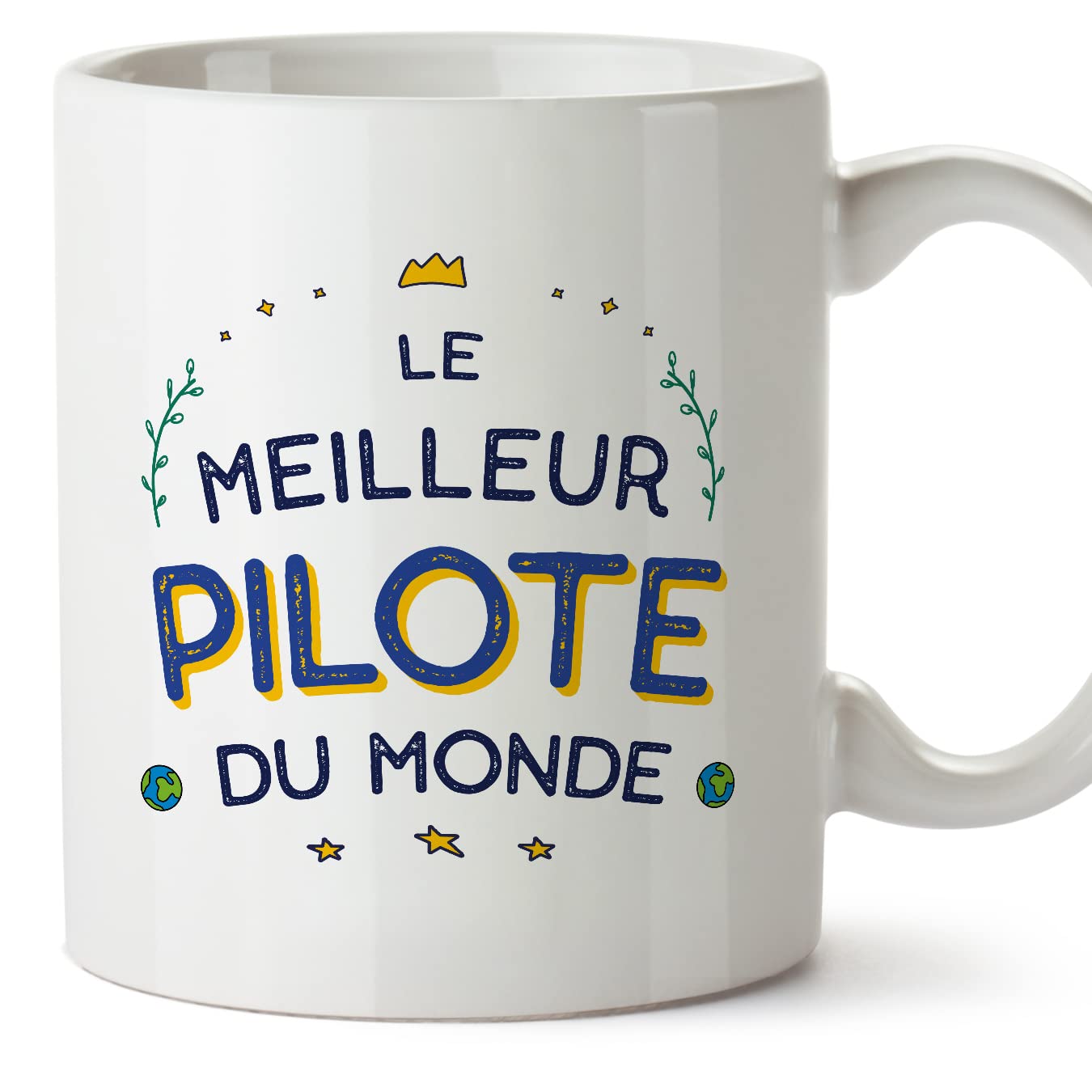 MUGFFINS Pilot Man Mug - in French - Meilleur du Monde - Funny Gift for Colleagues - Ceramic 11oz Mug — image 1