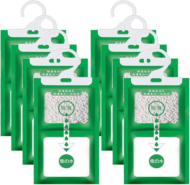 Wardrobe Dehumidifier Hanging Bags Set of 8 - Moisture Absorbers for Home/ Car - Closet Hanging Moisture Bag Anti Damp for Kitchen Bathroom