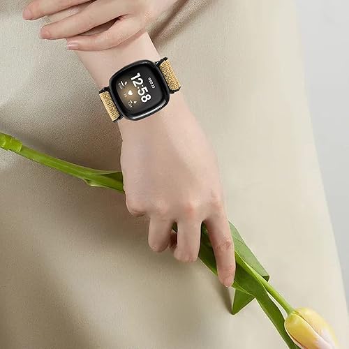 Miniatura 8 de Paquete de 6 bandas elásticas de nailon compatibles con Fitbit Versa 3  Fitbit Sense, correas de repuesto de nailon ajustables para Fitbit Versa 3