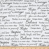 Whistler Studios 108" Wide Back Sew Hope Full Words Black White, Fabric by the Yard