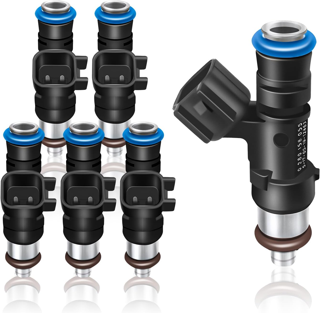 0280158055 6PCS Fuel Injector Fit for Ford 2006-2010 Explorer Sport Trac/Mustang/Ranger; Mercury Mountaineer; Land Rover LR3; Mazda B4000 4.0L V6 - Replaces 5L2Z9F593CA, FJ818, 822-11193 by YINZHIGUO