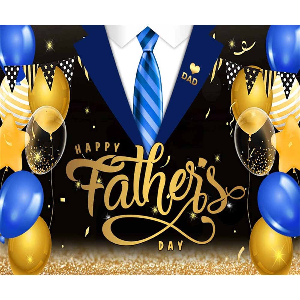 XMJJKUF Happy Father's Day Photo Backdrop Father's Day Theme Backgrournd Happy Dads Day Party I Love Dad Glittering Balloons Flags Decors Home Events