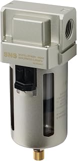 SNS 1/2" NPT Compressed Air Line Filter, 5 Micron Brass Element, Bracket, Poly Bowl,Semi-automatic type 150 psi (AF4000-N04)