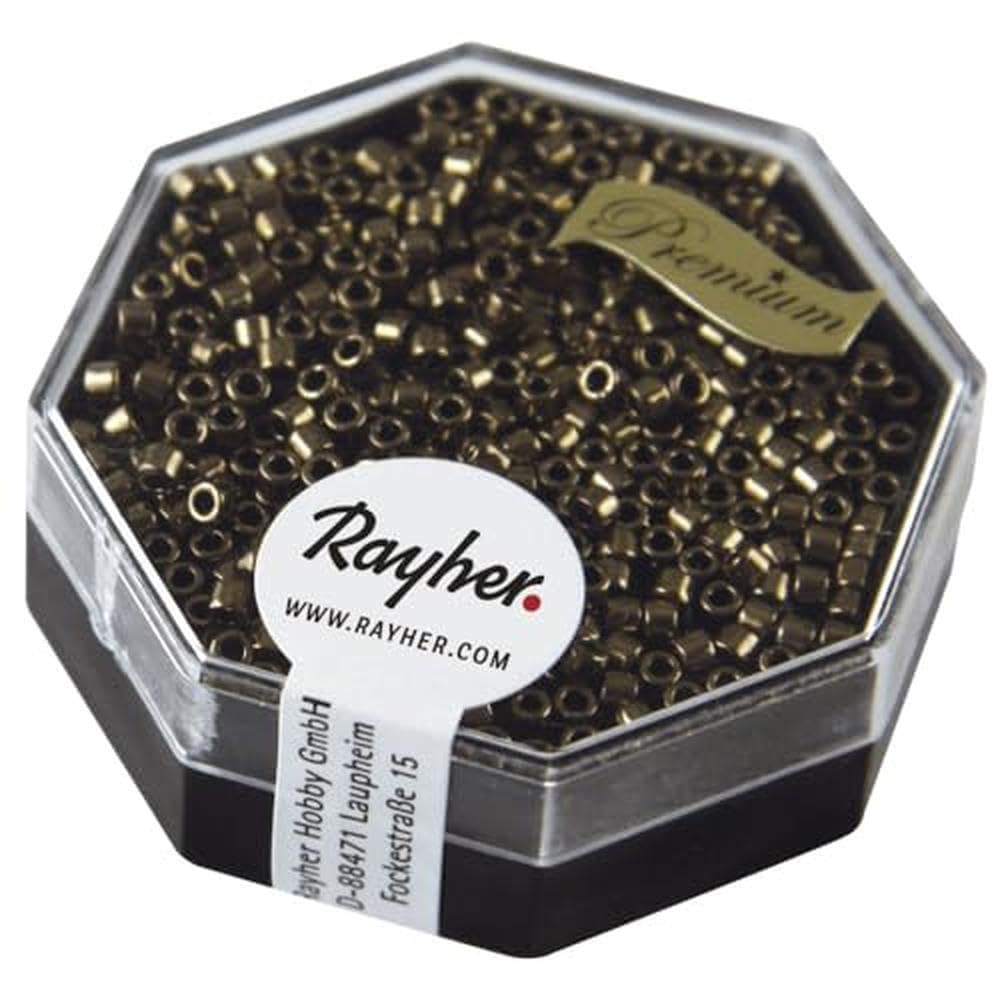 Rayher 14750563 Delica Seed Beads 2.2 mm Diameter Metallic Smoky Topaz