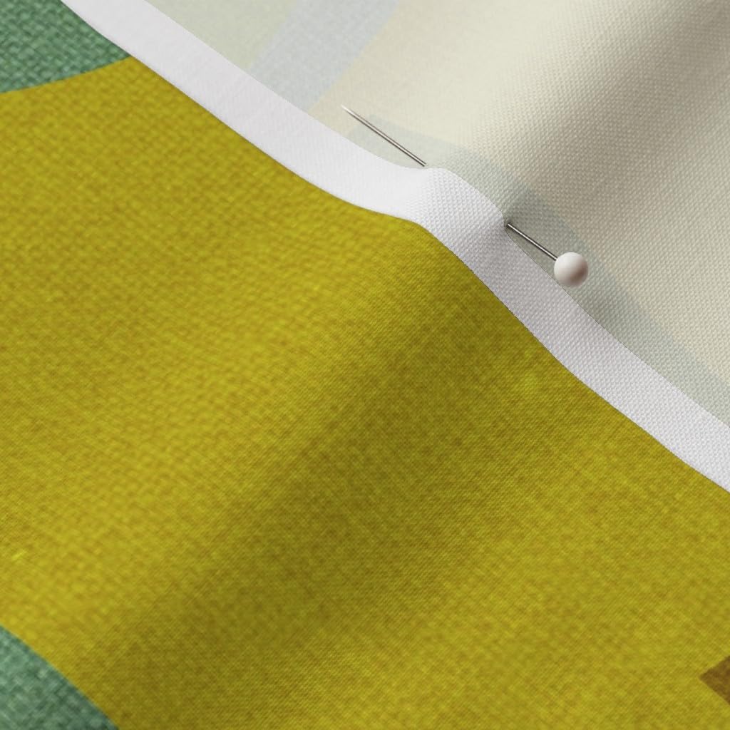 Spoonflower Fabric - Green Mid Century Retro 1960S Gold Atomic Era 1950S Vintage Printed on Petal Cotton Fabric Fat Quarter - Sewing Quilting Apparel Crafts Decor