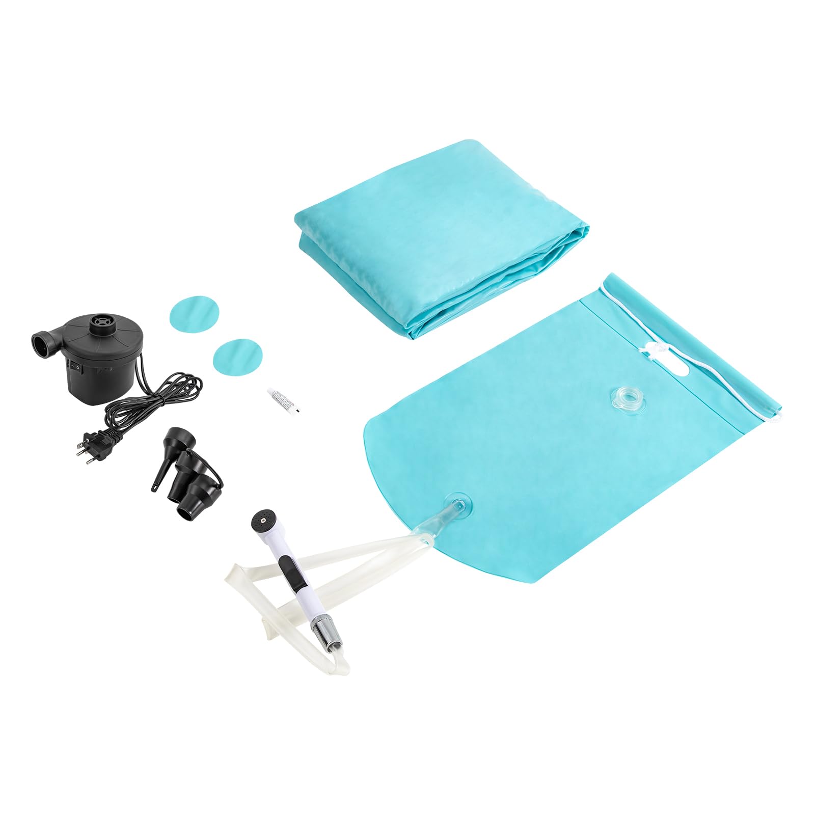 Set di vasca da doccia gonfiabile, semplice sistema doccia a letto, aiuto per il bagno a letto per disabili, anziani, allettati, vasca da bagno pieghevole, doppio strato con sacchetto d'acqua e pompa