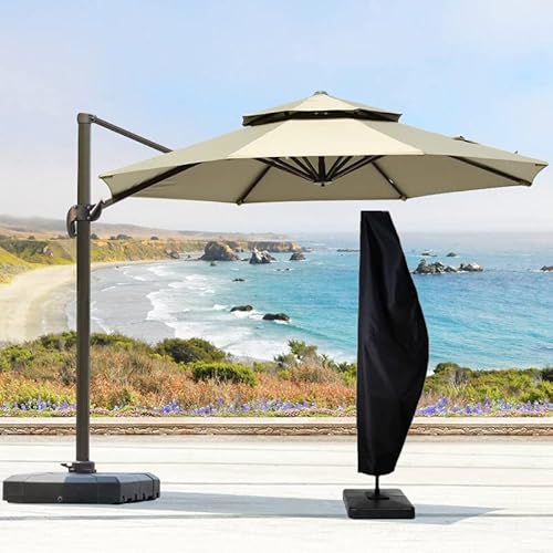 Patio Umbrella Cover， With Rod, Coverfml, For 12Ft To 13Ft Length And Up To 18 Diameter, Offset Umbrella, Curved Cantilever And Straight Pole Parasol (Black- B) #TOP5