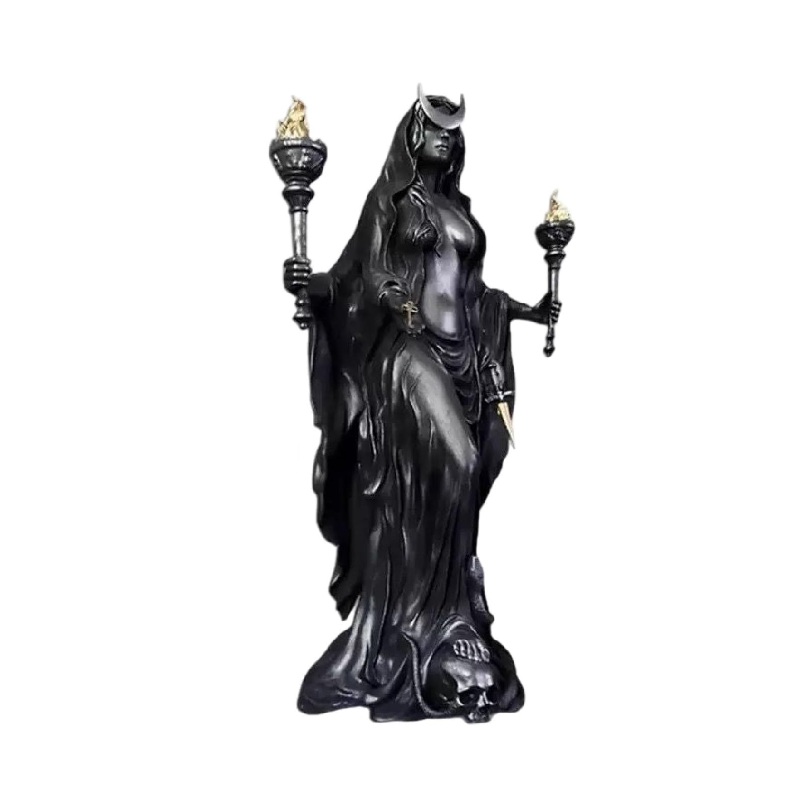 Whbbbj Hecate Greek Goddess with Her Hounds Sculpture, Witch Statue, Sexy Witch Figurine, 3D Halloween Gothic Decor, Gift for Halloween Enthusiasts(A)