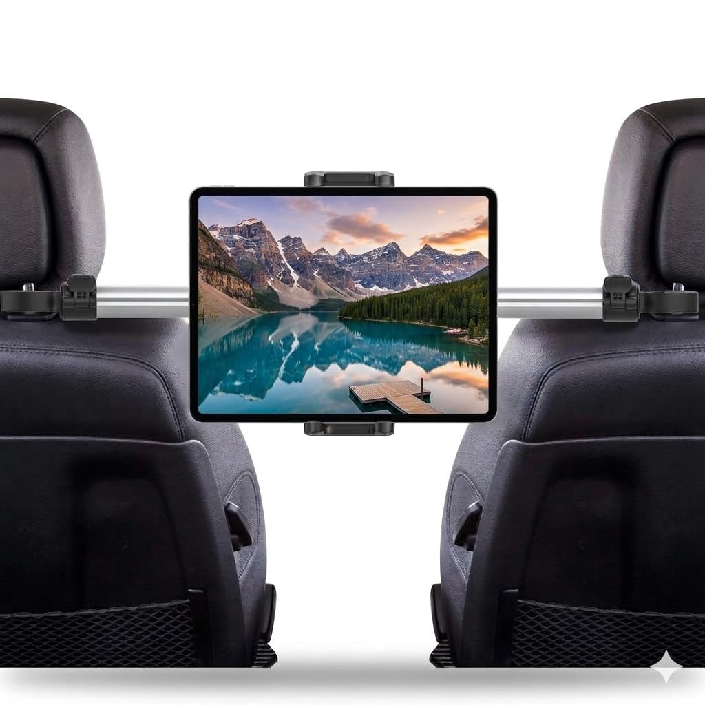 4-13" uchwyt na tablet i przełącznik do samochodu,stabilny i bezpieczny między zagłówkami,iPada, uchwyt samochodowy na środkowy tablet,pasuje do iPad Mini Air, iPad Pro 12.9 11..