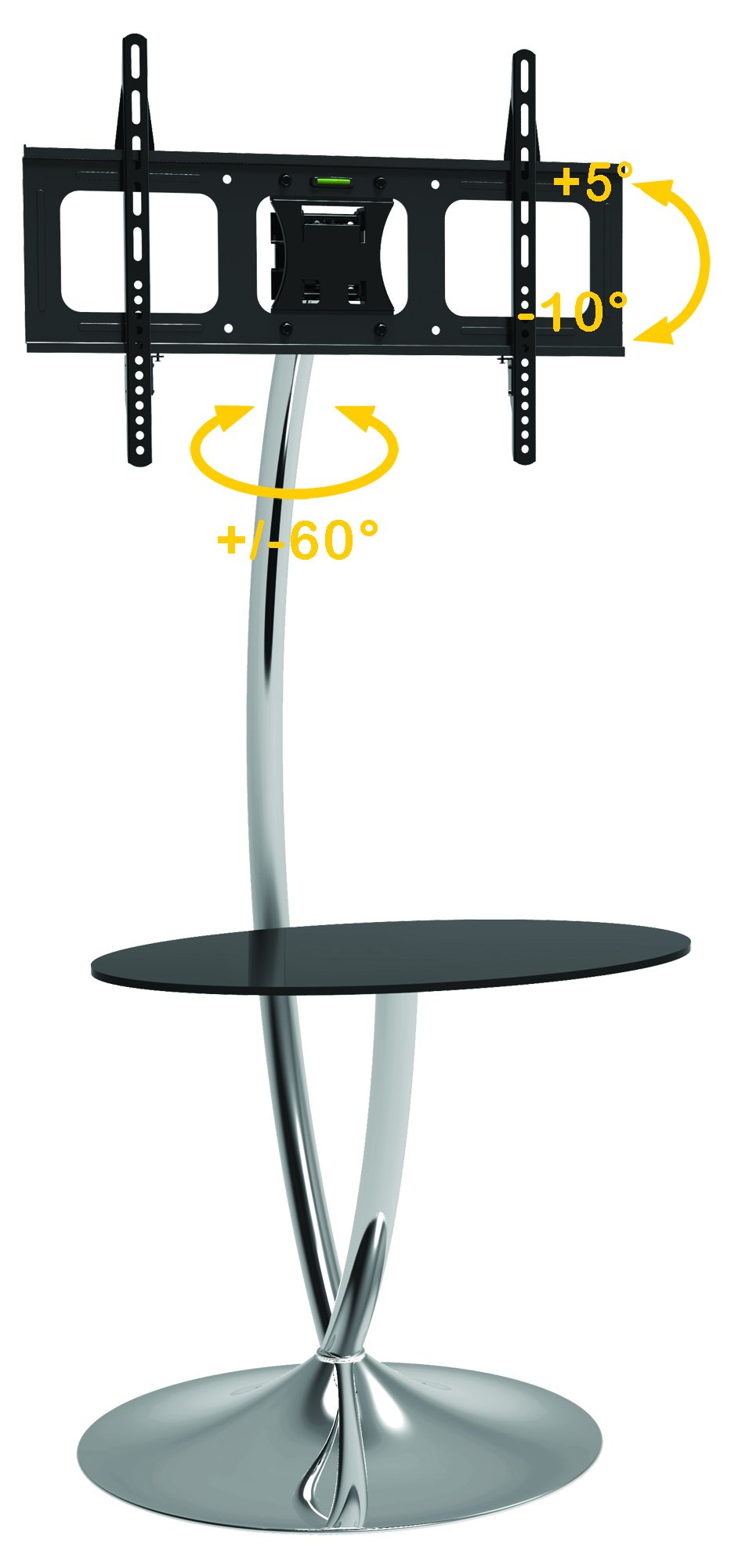TECHLY ICA-TR13 SOPORTE DE PIE PARA PANTALLA PLANA 177,8 CM (70") SOPORTE DEL PANEL PLANO Y FIJO NEGRO, PLATA