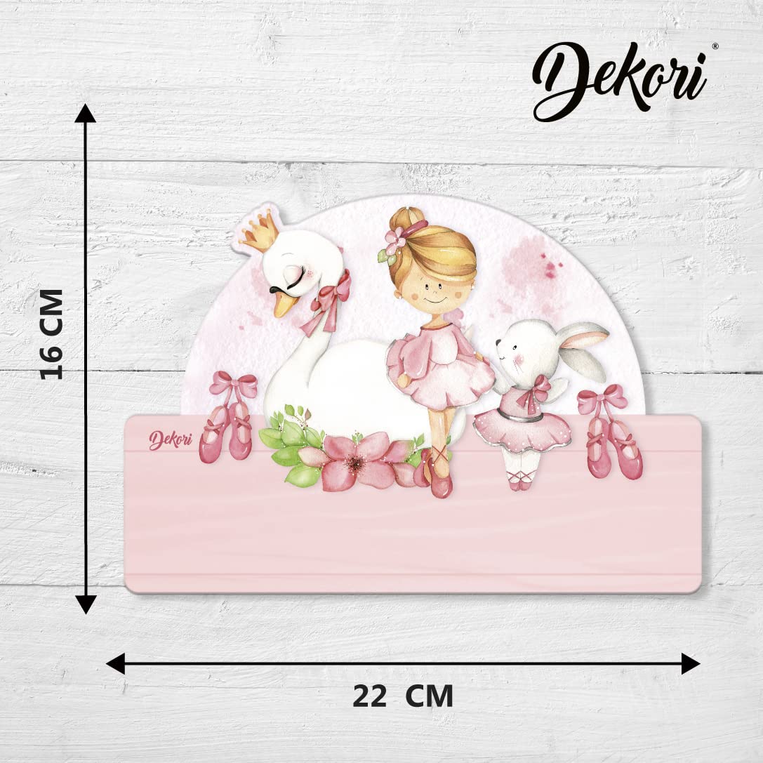 DEKORI Targhetta personalizzabile con nome per la porta, decorazione da parete in legno, sfiziosa idea regalo battesimo Comunione compleanno (Ballerina)