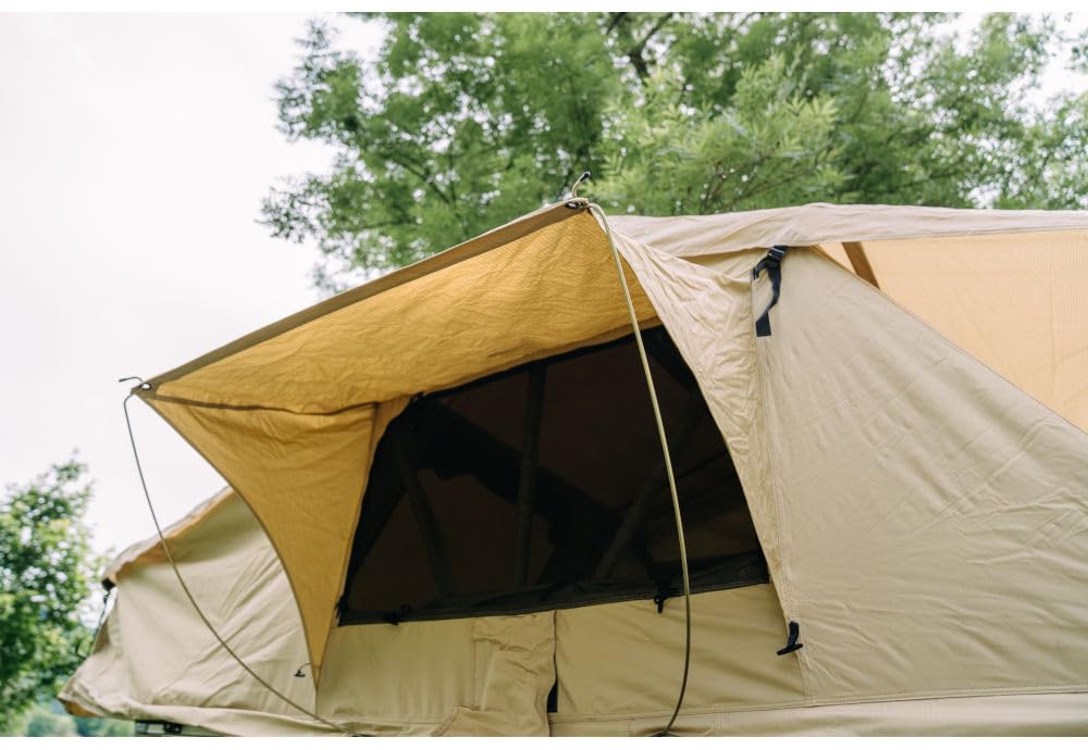 Family Plus Tente de toit pour 1 à 4 personnes (160 cm) avec auvent – Montage rapide, seulement 66 kg – Échelle, housse en PVC, sac à chaussures, outils inclus OutdoorU