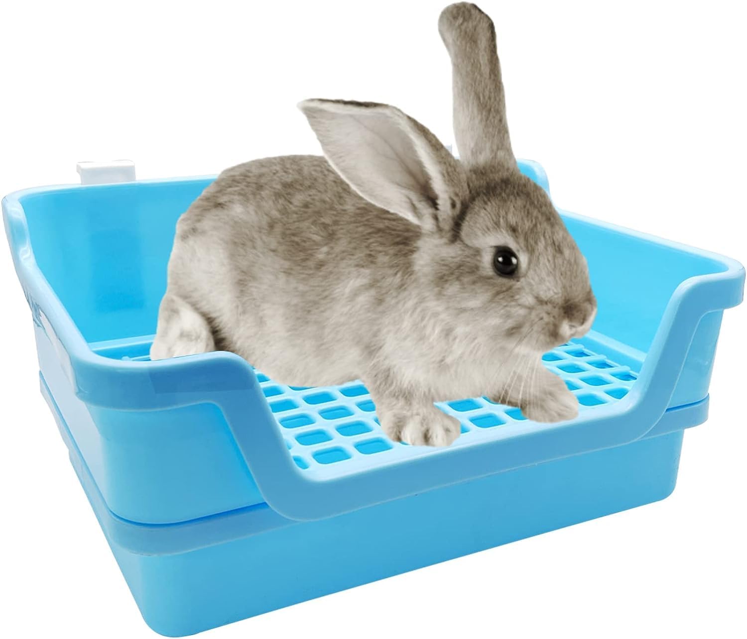 PINVNBY Extra Large Rabbit Litter Box Small Animal Potty Trainer Huge Bunny Litter Pan Plastic Pet Corner Toilet with Mash for Adult Guinea Pigs