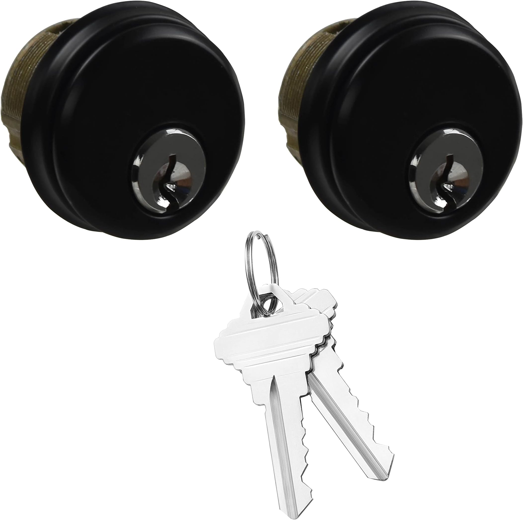 EASILOK Storefront Door Commercial Mortise Lock Cylinder keyed Alike with Keys, in Aluminum (1 Set, Black)