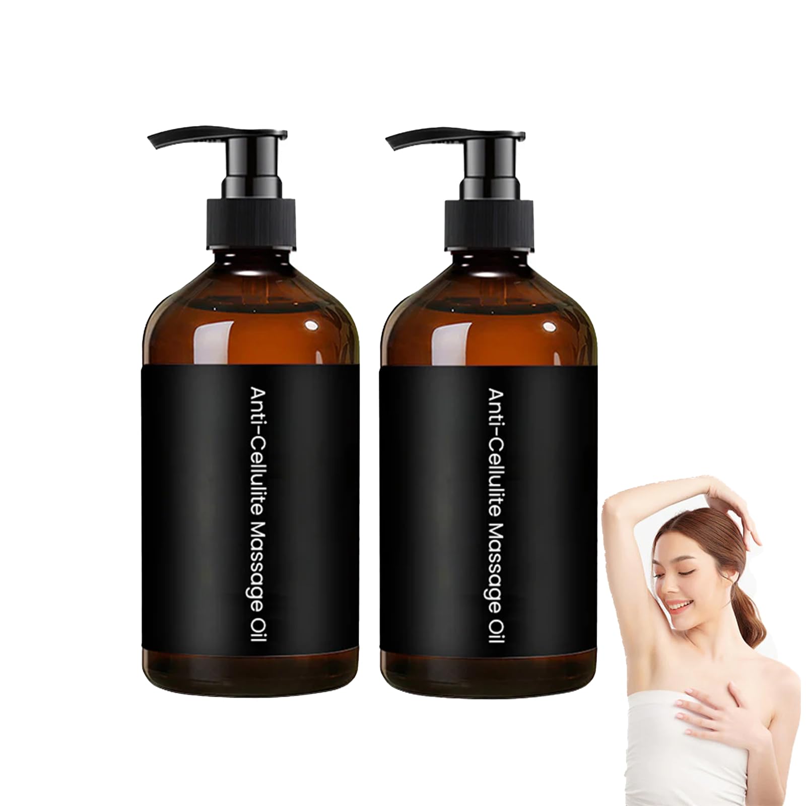 Aceite de masaje anticelulítico natural, elaborado con aceites 100% naturales, aceite corporal para masajes terapéuticos y relajación muscular (2PCS)