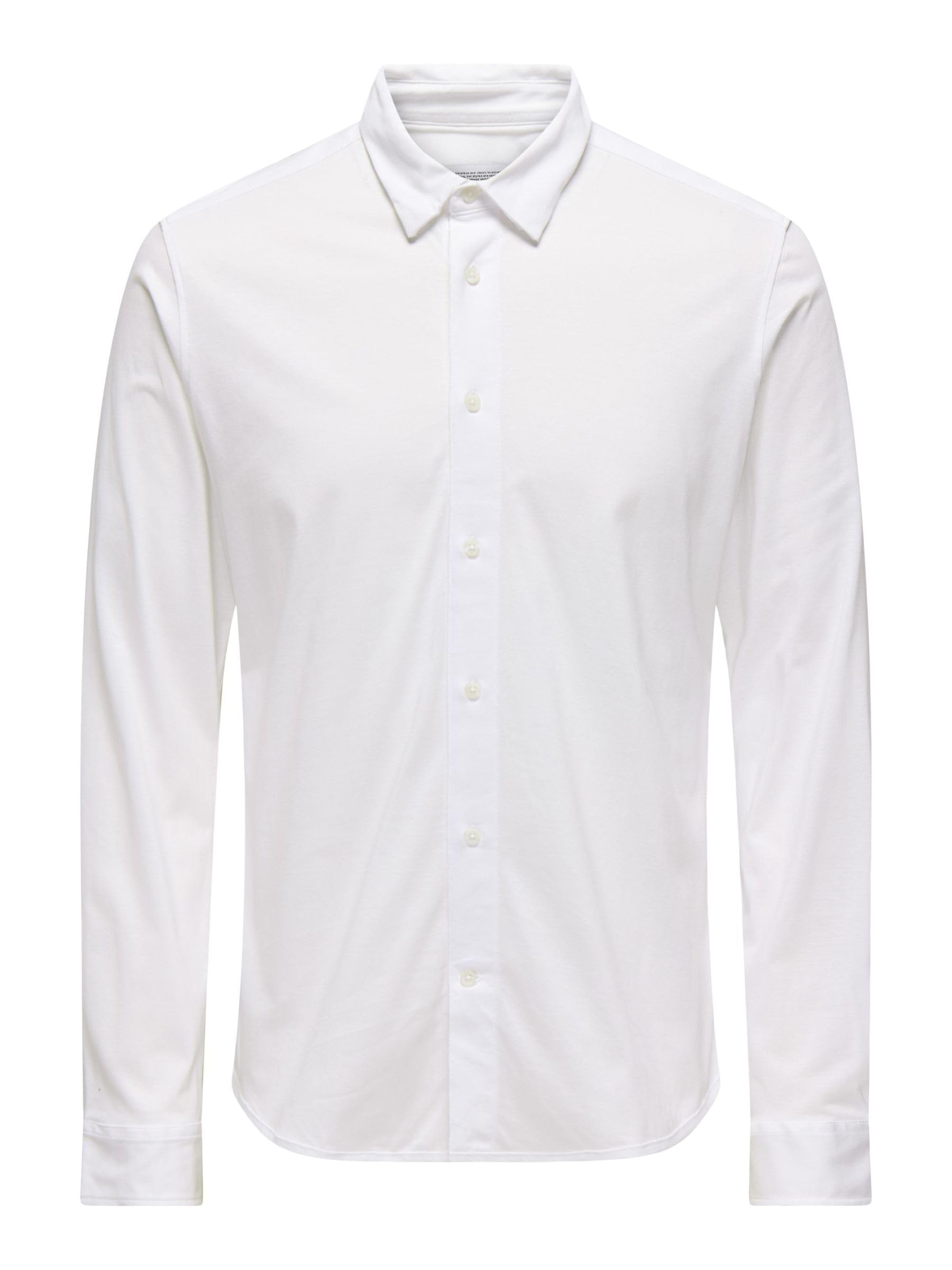 ONLY & SONS ONSROBIN Button Under LS Stretch Shirt, Bright White, L