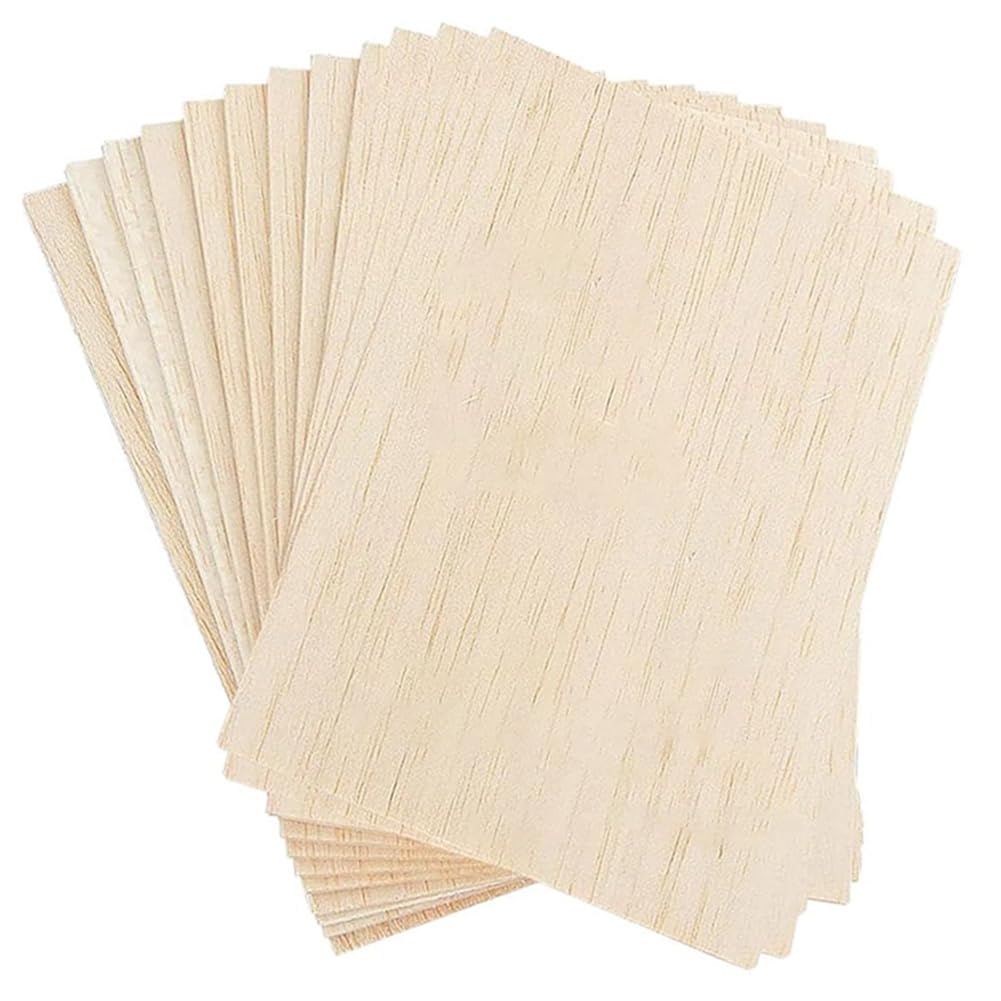 CTRLZS Wood Sheet for Crafts 20PCS Unfinished Wood Sheets Thin Wooden Pieces for Craft Wood Board Blanks 150x100x2mm