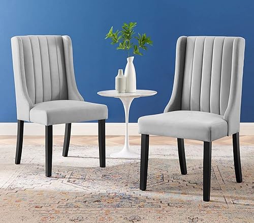 Miniatura 2 de Modway Renew Parsons Performance - Sillas auxiliares de terciopelo para comedor, juego de 2 unidades, color gris claro