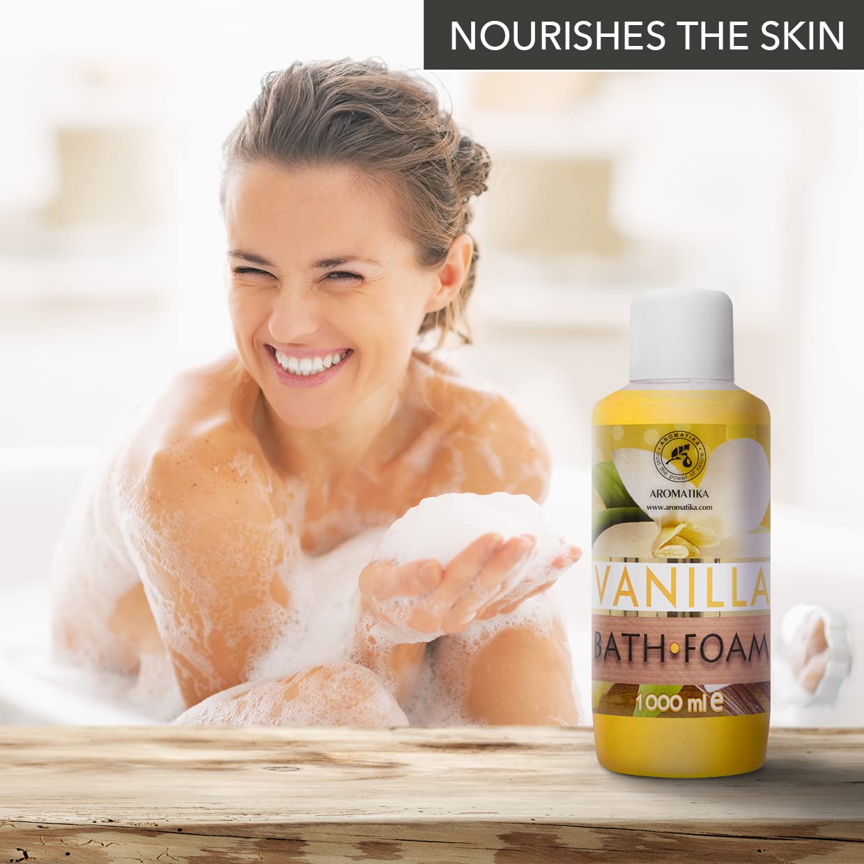 Espuma Baño de Vainilla 1000ml - Cuidado del Cuerpo - Bienestar - Relajación - Fragancia Dulce y Suave - Aromaterapia - Spa - Baños de Burbujas - Belleza