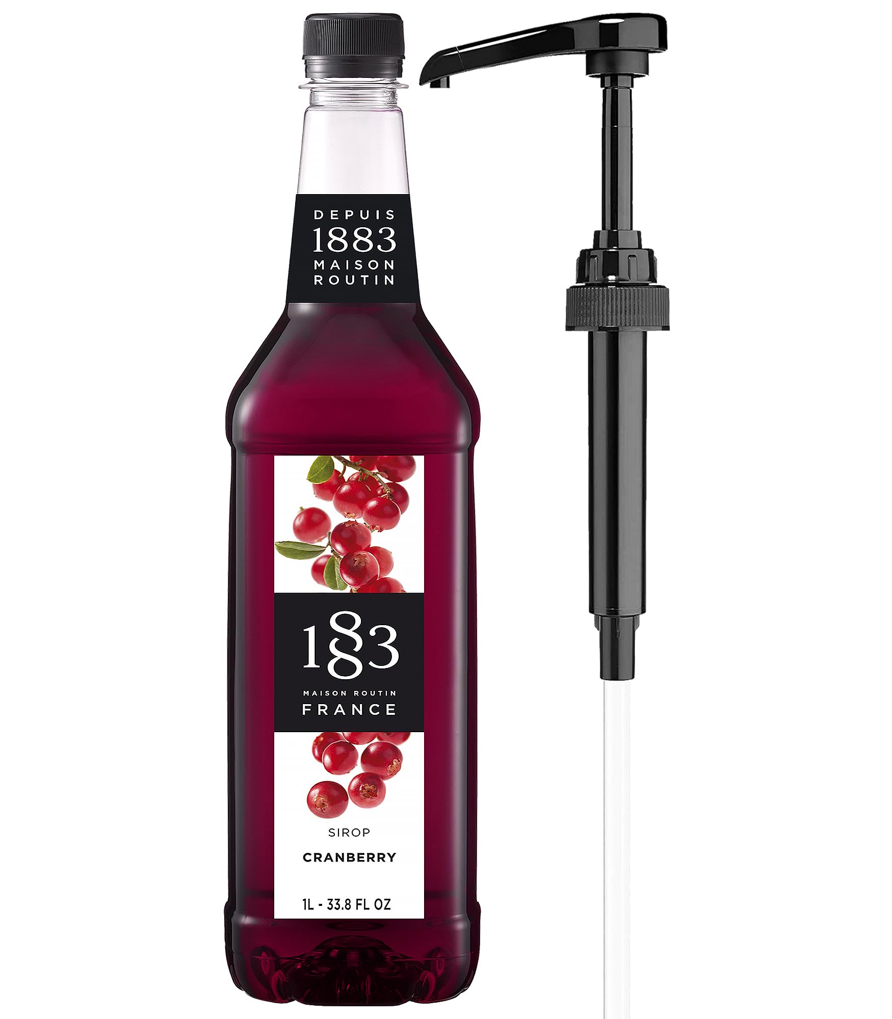 little squirt syrup pump1883 Cranberry with for Hot & Cold Drinks - 1 Liter 33.8 Ounces