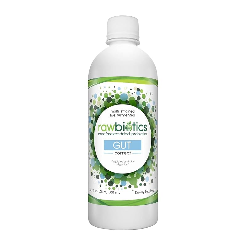 Rawbiotics Non-Freeze Dried Probiotics Probiótico líquido com 12 cepas vivas e extratos de olmo-vermelho, erva-cidreira, hortelã-pimenta e rosa-mosqueta, 500 mL