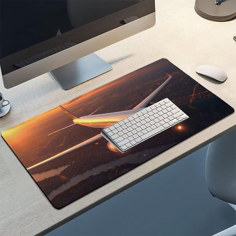 Tappetino Mouse XXL 120 x 60 cm Tappetino Scrivania Gaming Grande, Impermeabile Base in Gomma Antiscivolo, con Bordi Cuciti Mouse Pad, Scrivania Gaming Accessori Tappeto Mouse (aereo) I-285