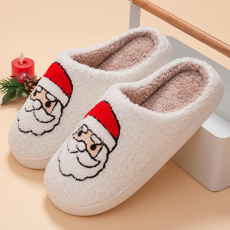 Snugeasy Christmas Slippers Reindeer for Womens Mens Soft Plush Comfy Warm Fuzzy Slippers Red Moose Santa Claus Indoor Outdoor Slip On House Slippers Christmas Gifts, Fox, 9-10 Women/8-8.5 Men4