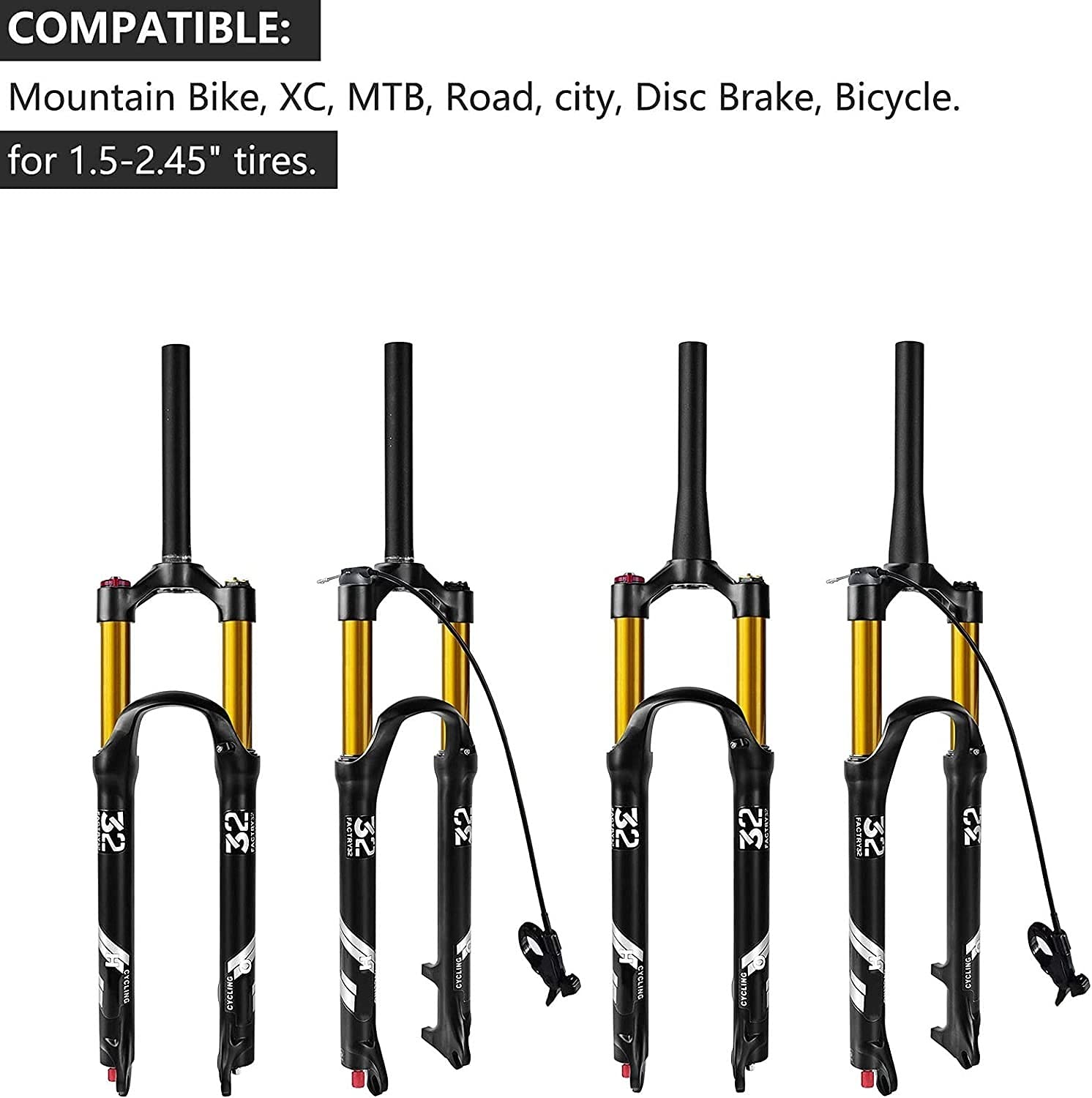 26/27,5/29" 140 mm amortyzowany pneumatycznie widelec MTB, 1-1/8" prosty/stożkowy widelec do rowerów górskich z regulacją odbicia, szybkozamykacz do hamulców tarczowych, 9 mm C, 26