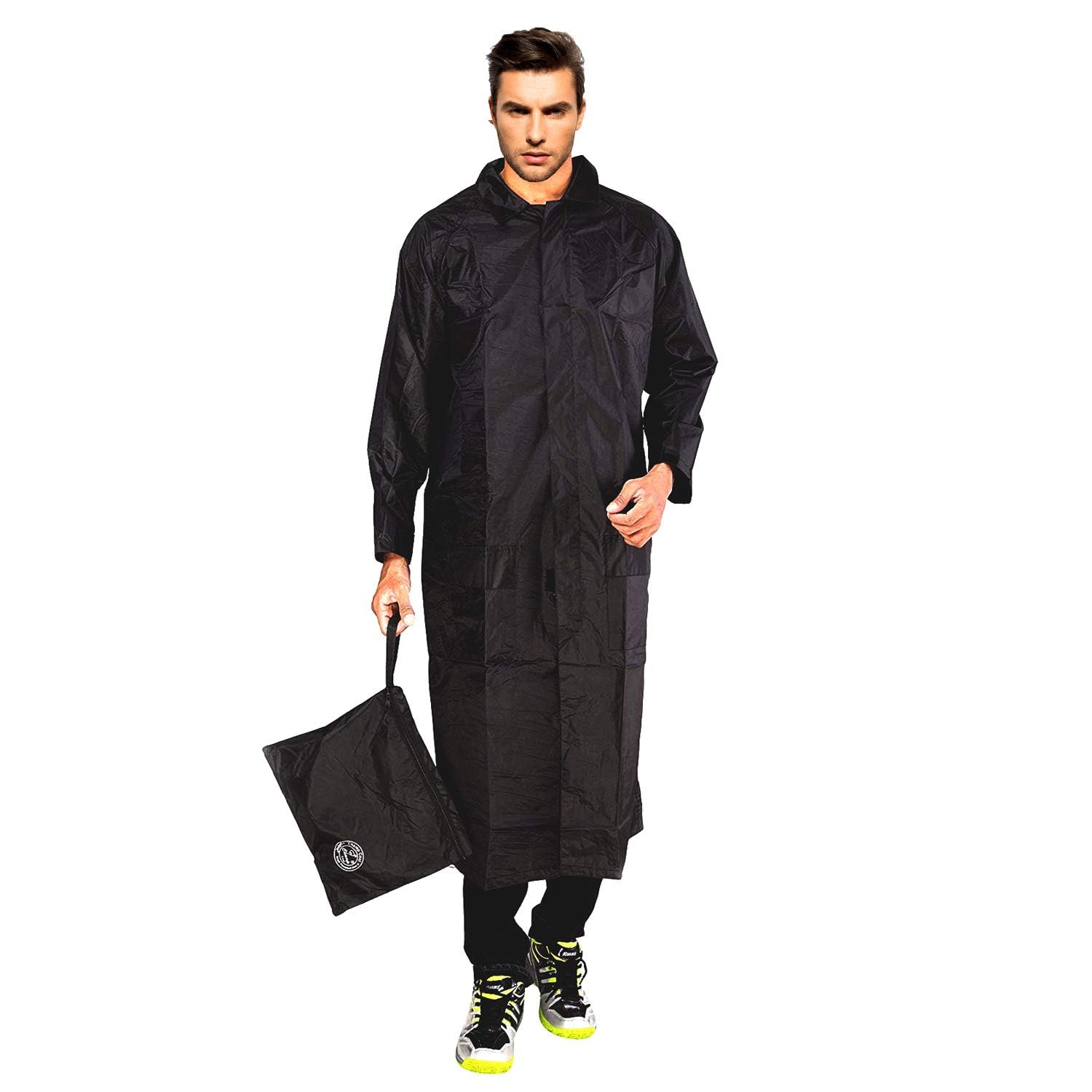 Neekshaa Men Solid Rain Coat/Overcoat with Hoods and Side Pockets and Waterproof Raincoat for Men-image-47