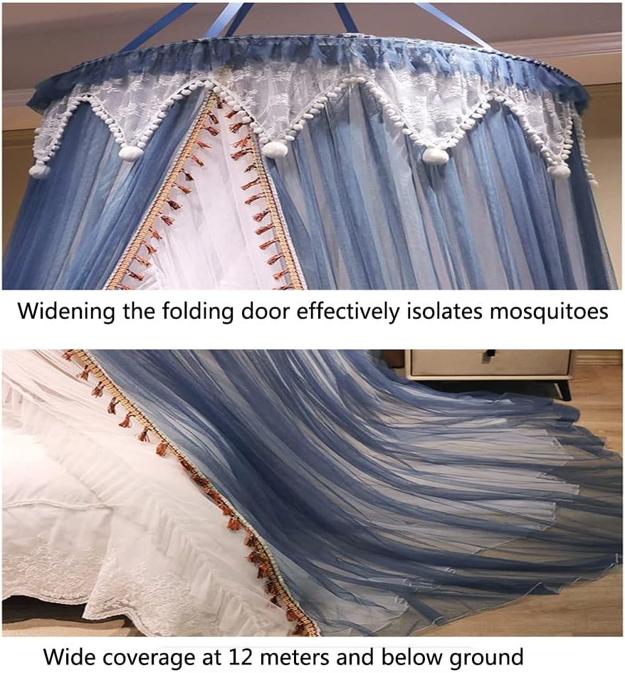 Portable Foldable Mosquito Net Bed Canopy for Single/Double Beds - Ideal for Camping, Travel & Outdoor Use - Blue, Size 1.8m x 2.2m