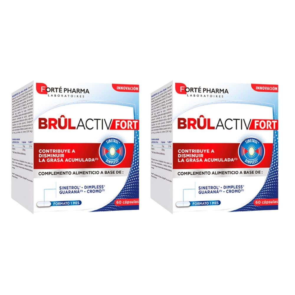 BRÛLACTIV FORT es un complemento alimenticio a base de Sinetrol®, Dimpless®, guaraná y cromo.